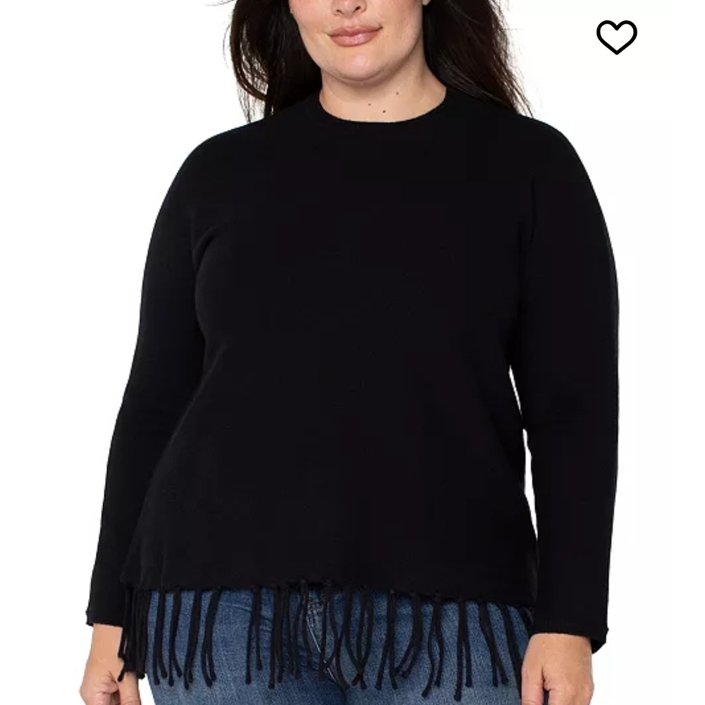New Liverpool Los Angeles Plus Size Fringe Dolman Long Sleeve